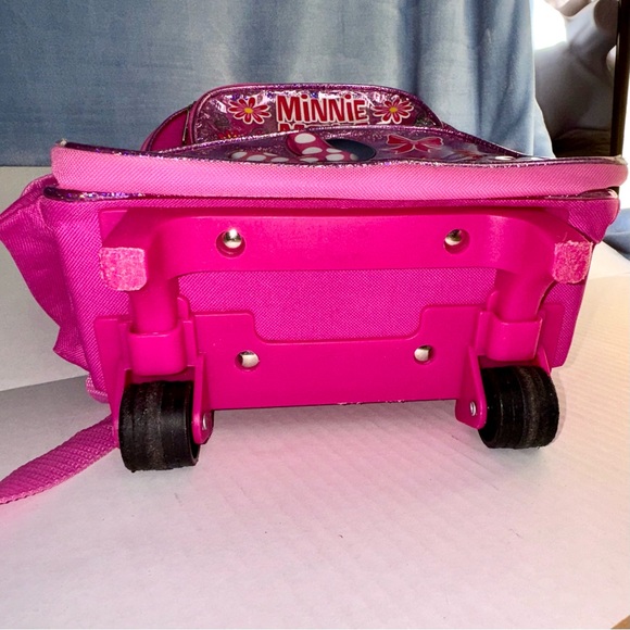 Disney Minnie Mouse small rolling backpack, hot pink, sparkly, preschool perfect - Picture 6 of 9